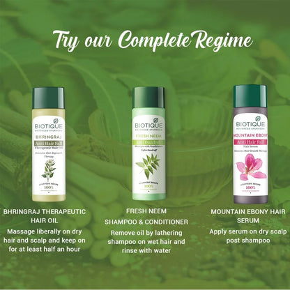 Biotique Fresh Neem Shampoo and Conditioner, Botanical Hair Cleanser with Bhringraj and Reetha - in use