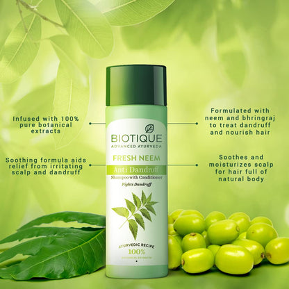 Biotique Fresh Neem Shampoo and Conditioner, Botanical Hair Cleanser with Bhringraj and Reetha - packaging (18)