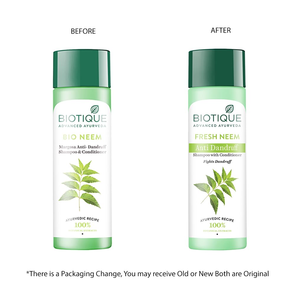Biotique Fresh Neem Shampoo and Conditioner, Botanical Hair Cleanser with Bhringraj and Reetha - front view