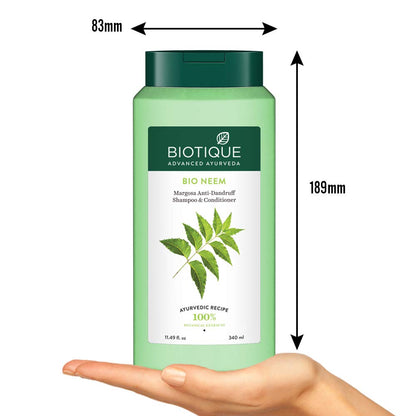 Biotique Fresh Neem Shampoo and Conditioner, Botanical Hair Cleanser with Bhringraj and Reetha - back view (22)