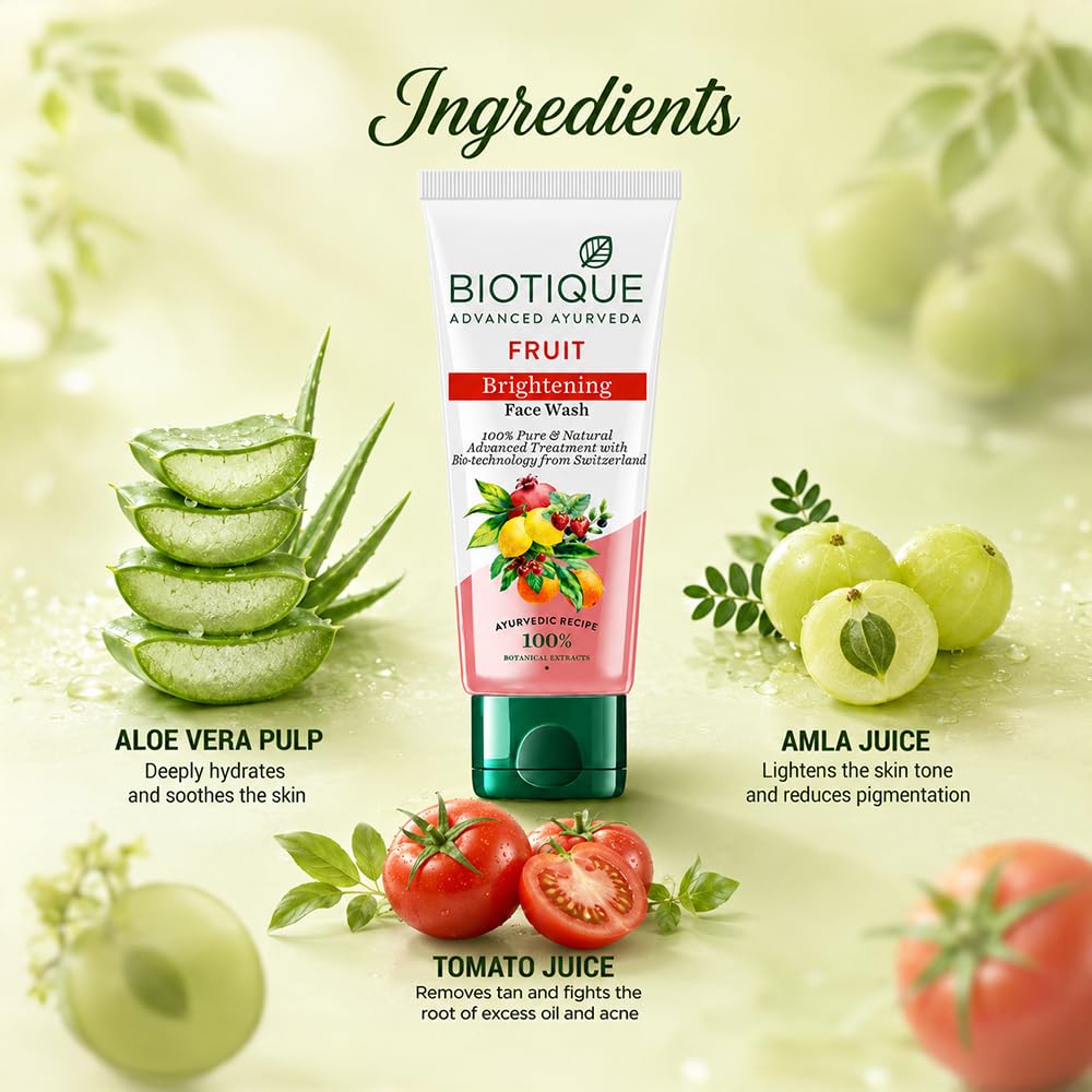 Biotique Fruit Brightening Face Wash, 100% Botanical Extracts, Soap-Free, All Skin Types - packaging (11)