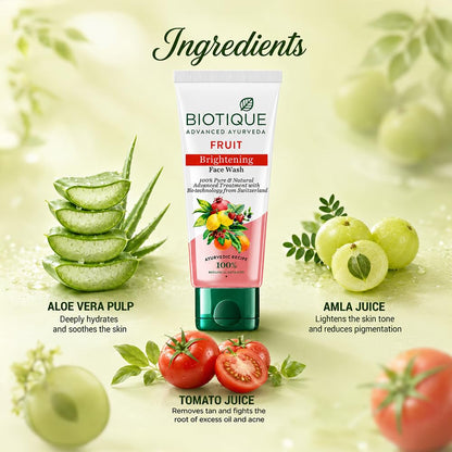 Biotique Fruit Brightening Face Wash, 100% Botanical Extracts, Soap-Free, All Skin Types - packaging (11)