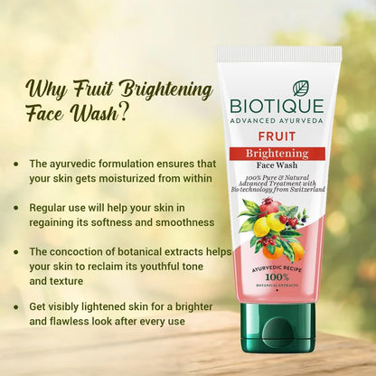 Biotique Fruit Brightening Face Wash, 100% Botanical Extracts, Soap-Free, All Skin Types - ingredients panel (13)