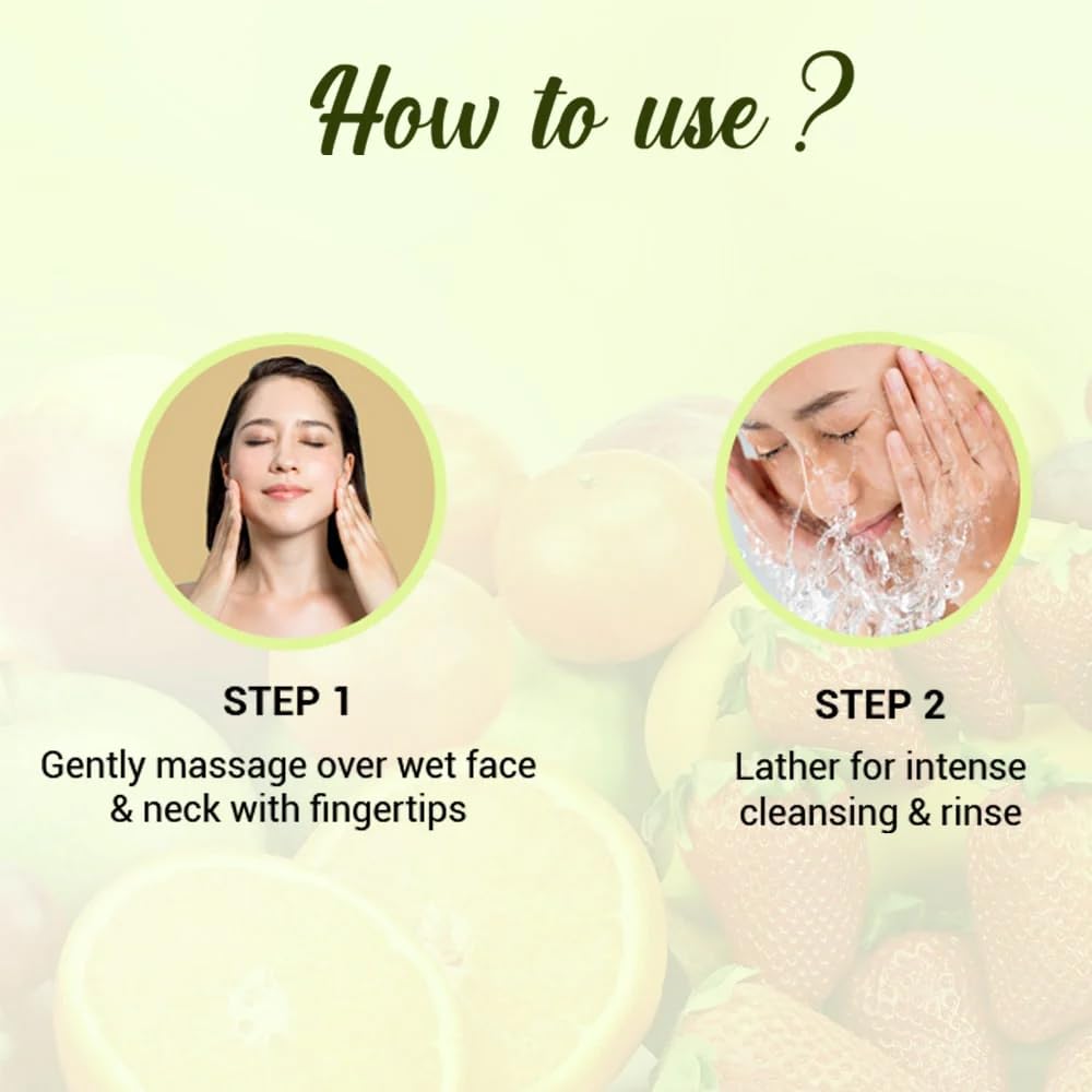 Biotique Fruit Brightening Face Wash, 100% Botanical Extracts, Soap-Free, All Skin Types - in use