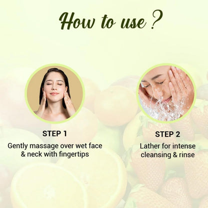 Biotique Fruit Brightening Face Wash, 100% Botanical Extracts, Soap-Free, All Skin Types - in use