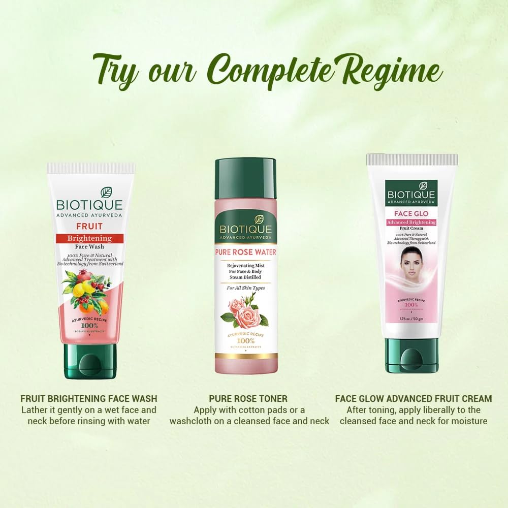Biotique Fruit Brightening Face Wash, 100% Botanical Extracts, Soap-Free, All Skin Types - size and scale