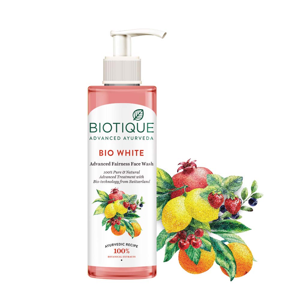Biotique Fruit Brightening Face Wash, 100% Botanical Extracts, Soap-Free, All Skin Types - label detail (19)