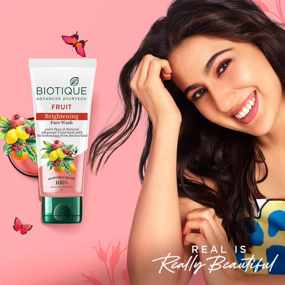 Biotique Fruit Brightening Face Wash, 100% Botanical Extracts, Soap-Free, All Skin Types - front view