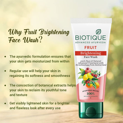 Biotique Fruit Brightening Face Wash, 100% Botanical Extracts, Soap-Free, All Skin Types - packaging