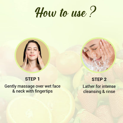 Biotique Fruit Brightening Face Wash, 100% Botanical Extracts, Soap-Free, All Skin Types - ingredients panel