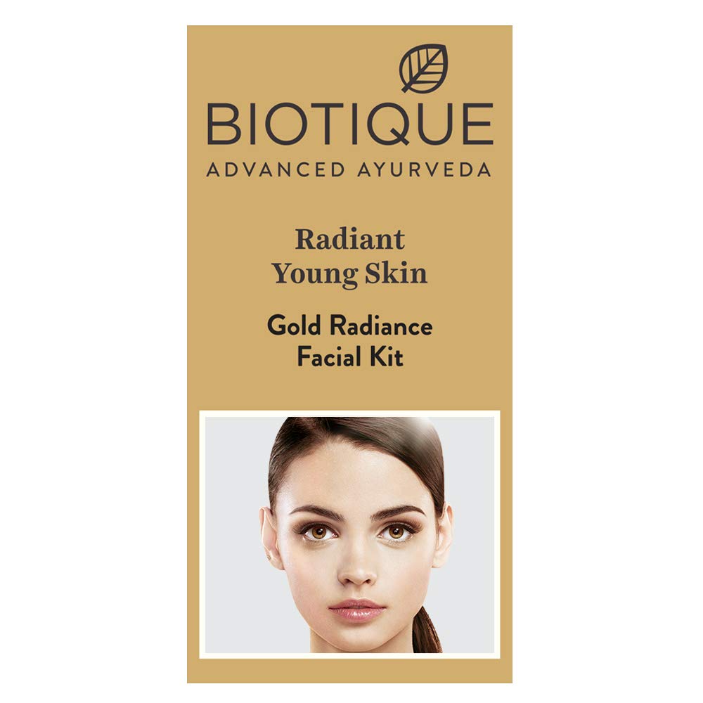Biotique Gold Radiance Facial Kit, 6-Step Ayurvedic Facial Kit for Women, 65g - front view