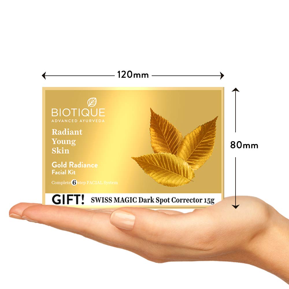 Biotique Gold Radiance Facial Kit, 6-Step Ayurvedic Facial Kit for Women, 65g - back view