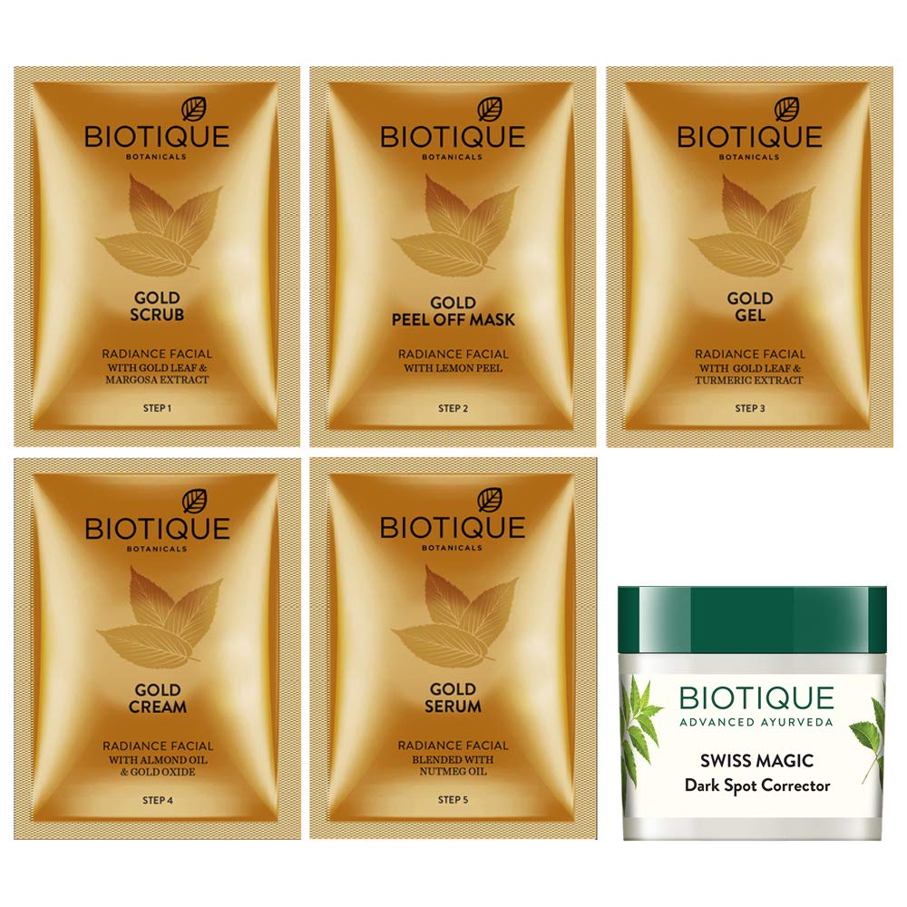 Biotique Gold Radiance Facial Kit, 6-Step Ayurvedic Facial Kit for Women, 65g - label detail