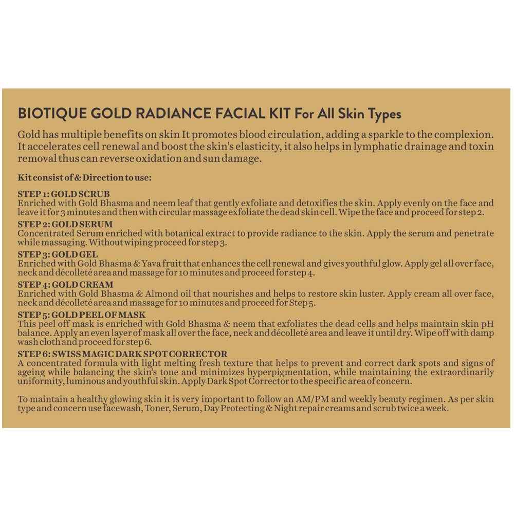 Biotique Gold Radiance Facial Kit, 6-Step Ayurvedic Facial Kit for Women, 65g - close-up detail
