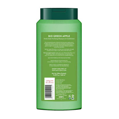 Biotique Green Apple Shine & Gloss Shampoo and Conditioner, Botanical Hair Cleanser with Green Apple Extract, pH-Balanced For