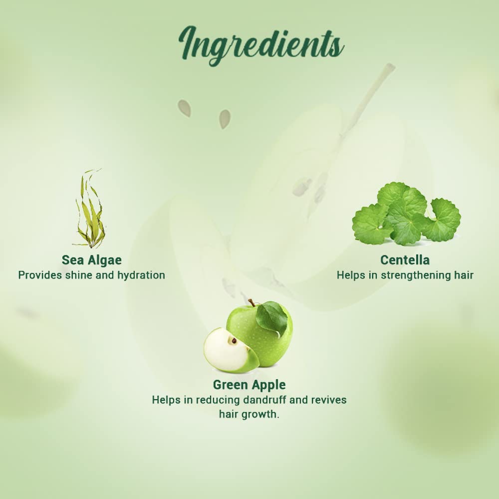 Biotique Green Apple Shine & Gloss Shampoo and Conditioner, Botanical Hair Cleanser with Green Apple Extract, pH-Balanced For