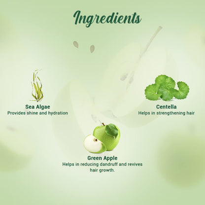 Biotique Green Apple Shine & Gloss Shampoo and Conditioner, Botanical Hair Cleanser with Green Apple Extract, pH-Balanced For