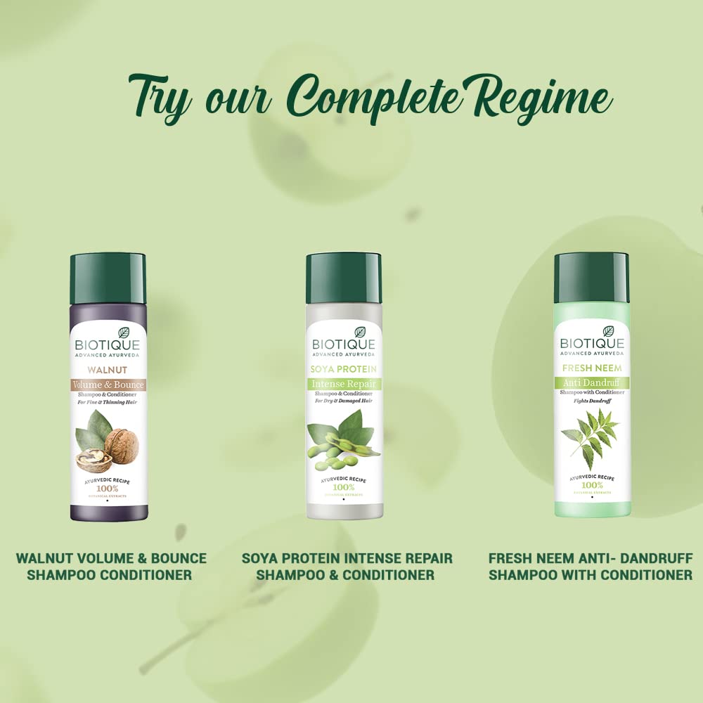 Biotique Green Apple Shine & Gloss Shampoo and Conditioner, Botanical Hair Cleanser with Green Apple Extract, pH-Balanced For