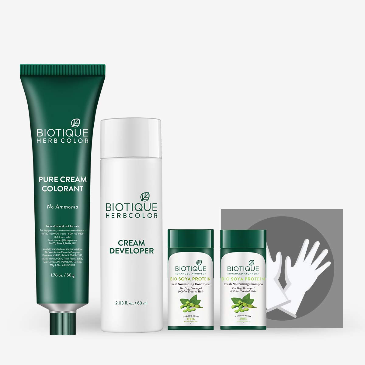 Biotique Herbcolor Conditioning Hair Colour, Semi-Permanent Hair Dye, Ammonia Free, 9 Herbal Extracts, 50g + 110ml - back vie