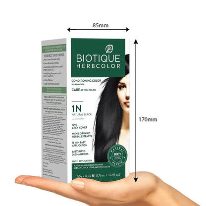 Biotique Herbcolor Conditioning Hair Colour, Semi-Permanent Hair Dye, Ammonia Free, 9 Herbal Extracts, 50g + 110ml - back vie