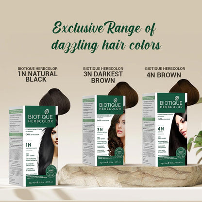 Biotique Herbcolor Conditioning Hair Colour, Semi-Permanent Hair Dye, Ammonia Free, 9 Herbal Extracts, 50g + 110ml - packagin