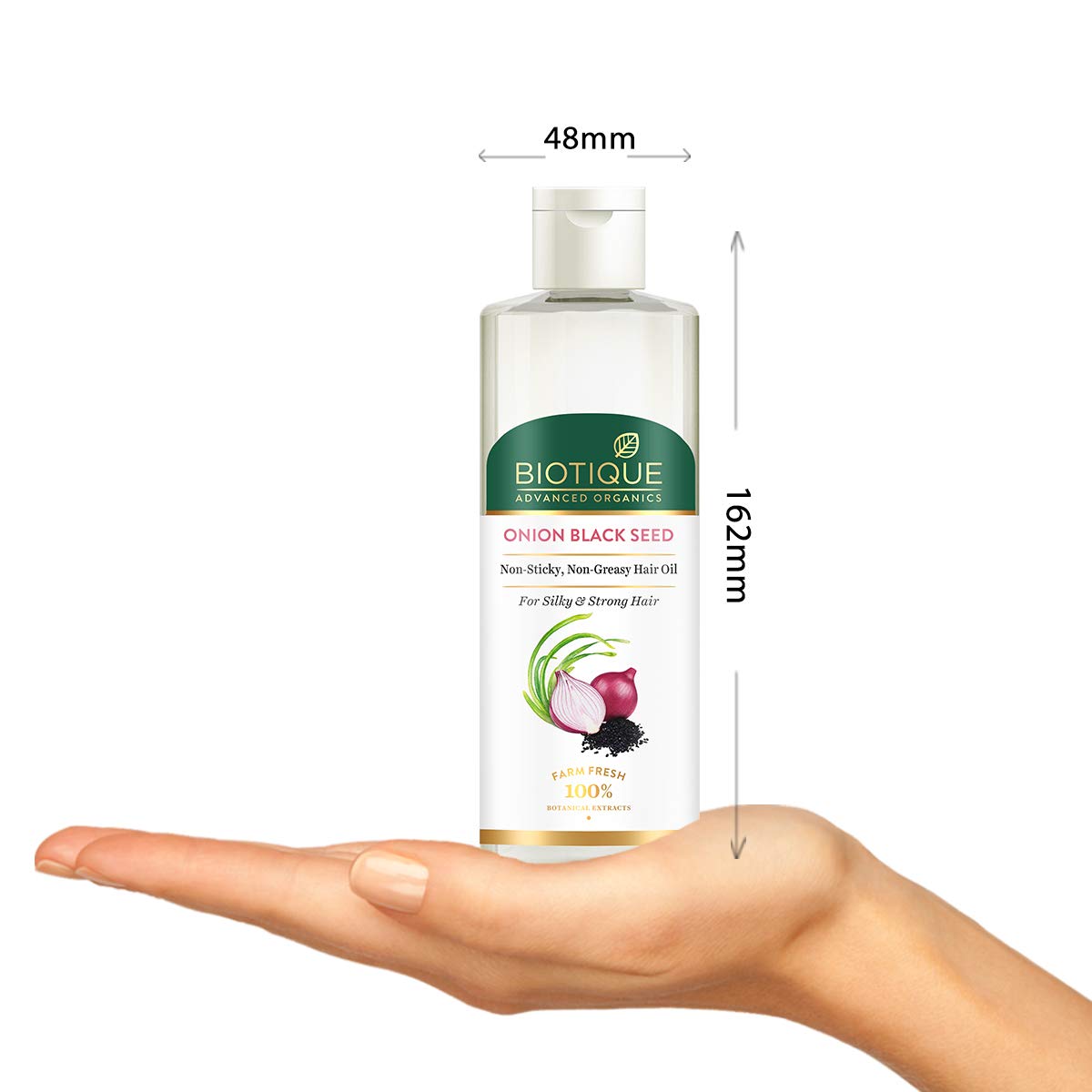 Biotique Onion Black Seed Hair Oil, 200ml, Hair Oil with Red Onion Seed Oil and Essential Oils - back view