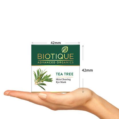Biotique Tea Tree Skin Clearing Eye Mask, Green, Gel Eye, 15g, Eye Masks - packaging