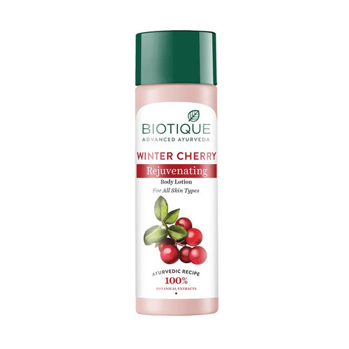 Biotique Winter Cherry Rejuvenating Body Lotion with Ashwagandha and Almond Oil, Botanical Body Moisturizer