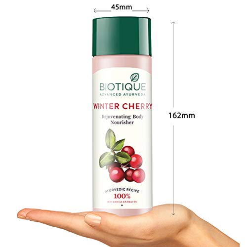 Biotique Winter Cherry Rejuvenating Body Lotion with Ashwagandha and Almond Oil, Botanical Body Moisturizer - label detail (1