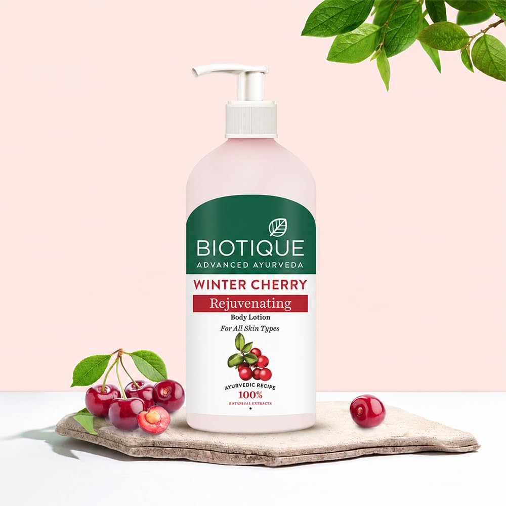 Biotique Winter Cherry Rejuvenating Body Lotion with Ashwagandha and Almond Oil, Botanical Body Moisturizer - back view (18)