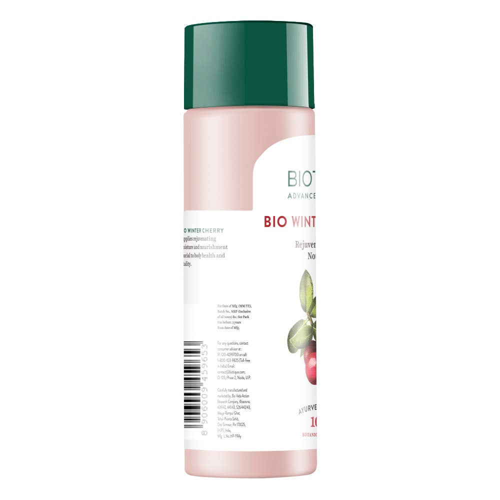 Biotique Winter Cherry Rejuvenating Body Lotion with Ashwagandha and Almond Oil, Botanical Body Moisturizer - front view