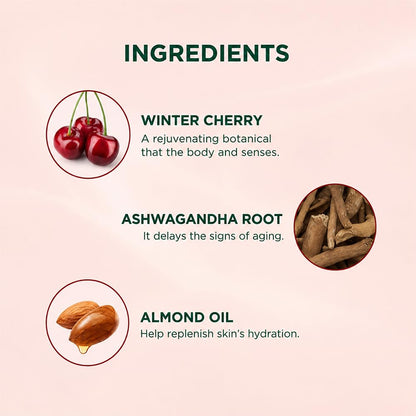 Biotique Winter Cherry Rejuvenating Body Lotion with Ashwagandha and Almond Oil, Botanical Body Moisturizer - label detail (2