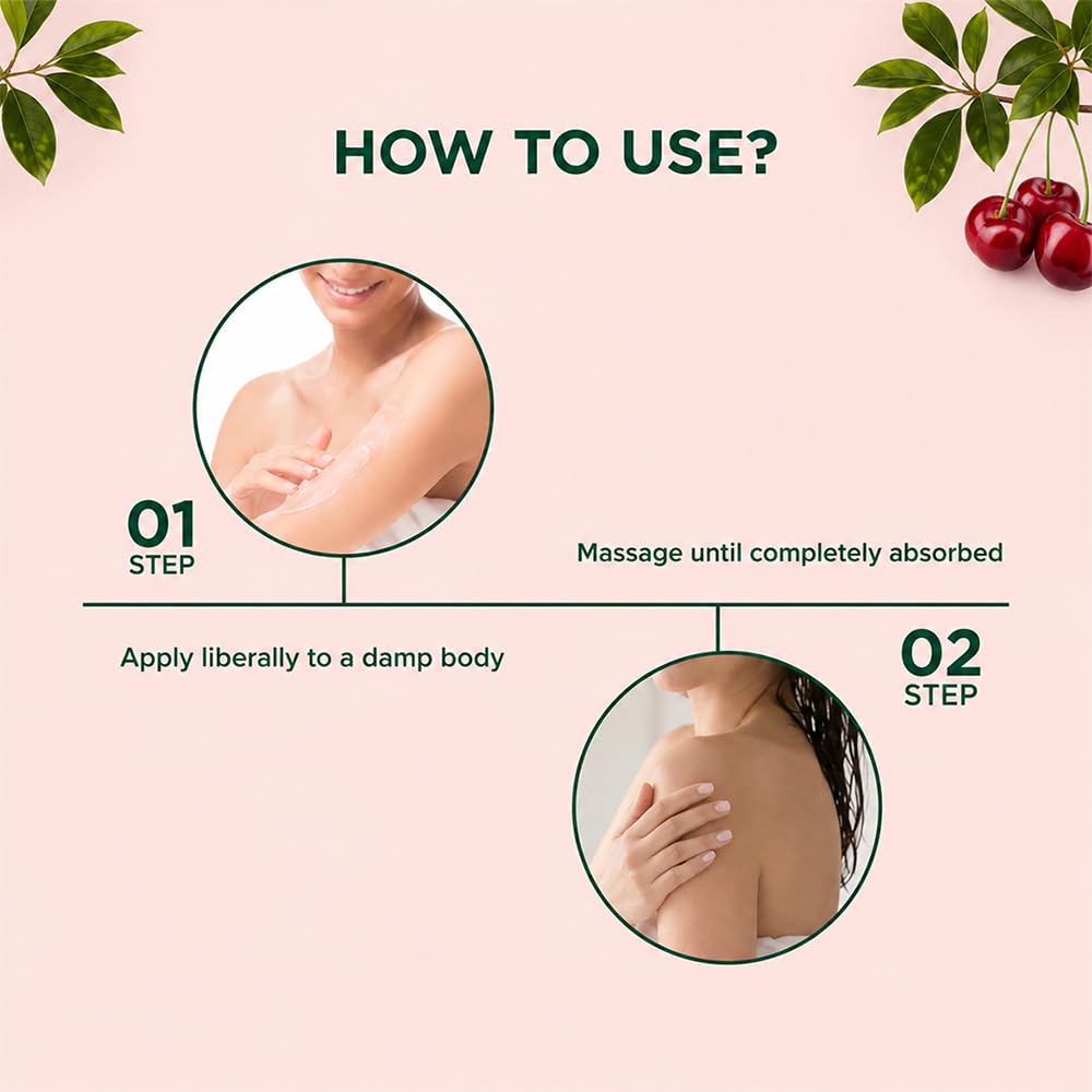 Biotique Winter Cherry Rejuvenating Body Lotion with Ashwagandha and Almond Oil, Botanical Body Moisturizer - close-up detail