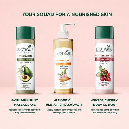 Biotique Winter Cherry Rejuvenating Body Lotion with Ashwagandha and Almond Oil, Botanical Body Moisturizer - in use