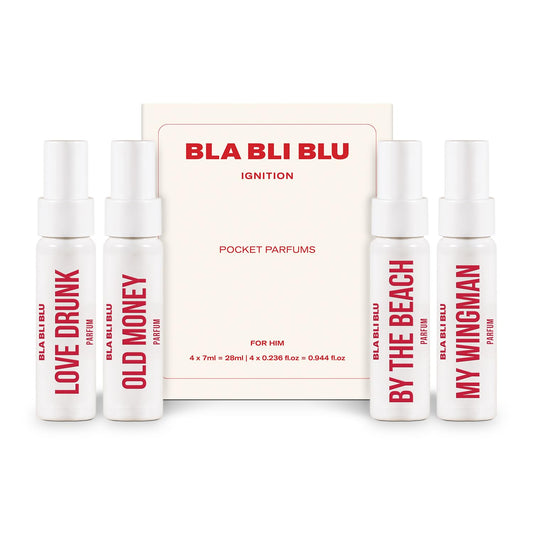 BLA BLI BLU IGNITION Travel Pocket Parfum Trial Set for Men, 25% Perfume Oil Concentration