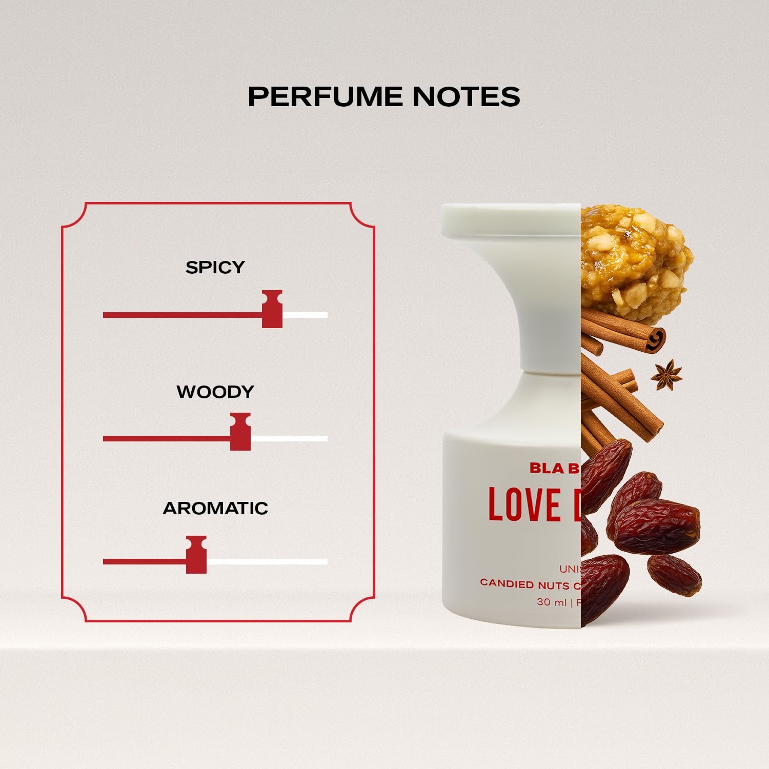 BLA BLI BLU Love Drunk Unisex Parfum 30ml Cinnamon Dates Nuts Notes - front view