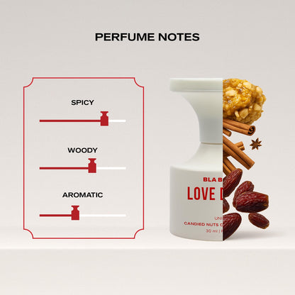 BLA BLI BLU Love Drunk Unisex Parfum 30ml Cinnamon Dates Nuts Notes - front view