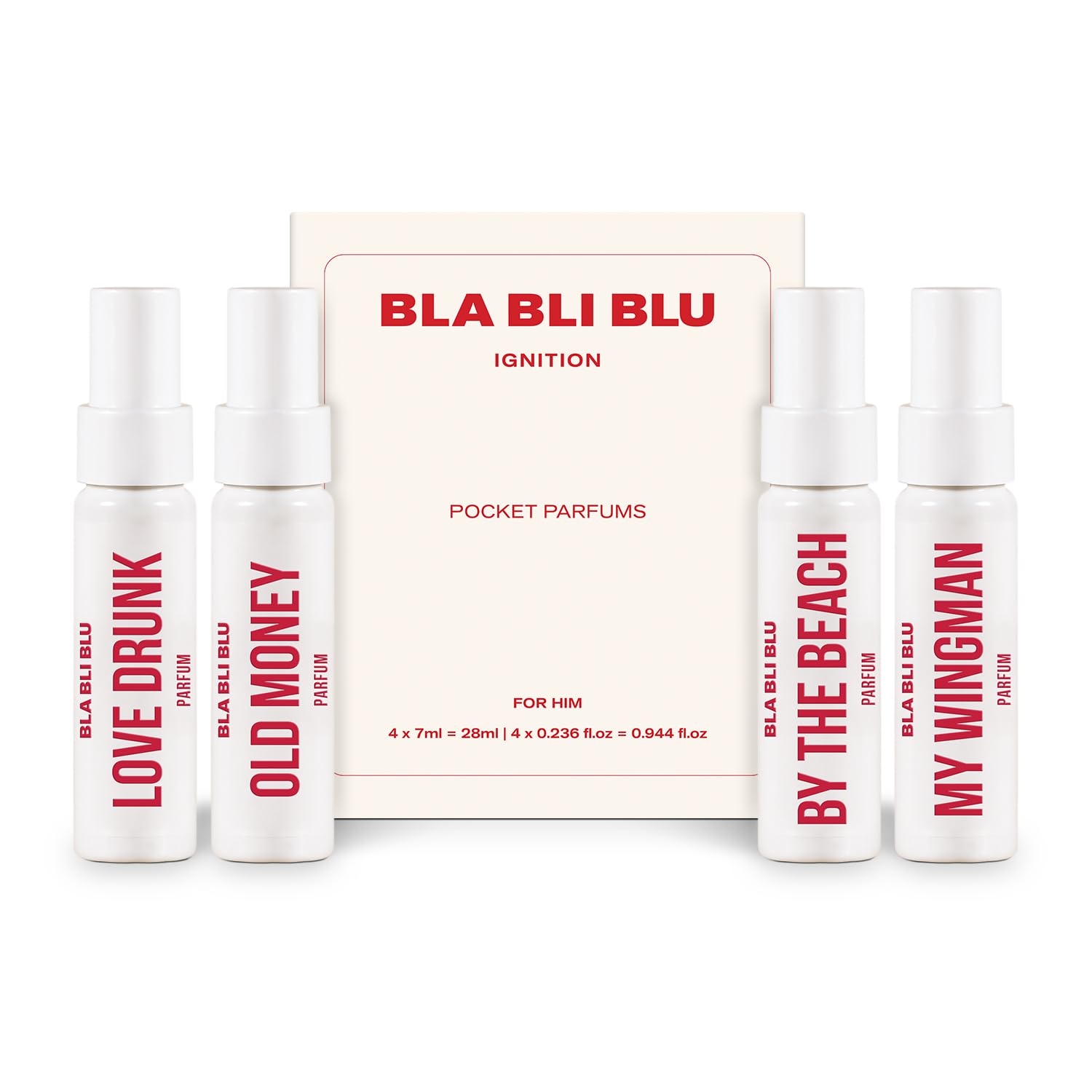 BLA BLI BLU Perfume Trial Set for Men, 4x7ml, Parfum Fragrance Collection, 25% Oil Concentration