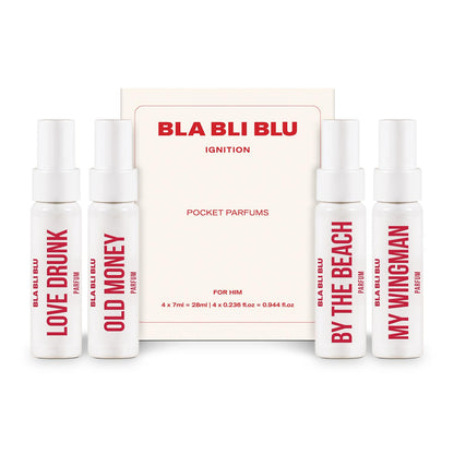 BLA BLI BLU Perfume Trial Set for Men, 4x7ml, Parfum Fragrance Collection, 25% Oil Concentration