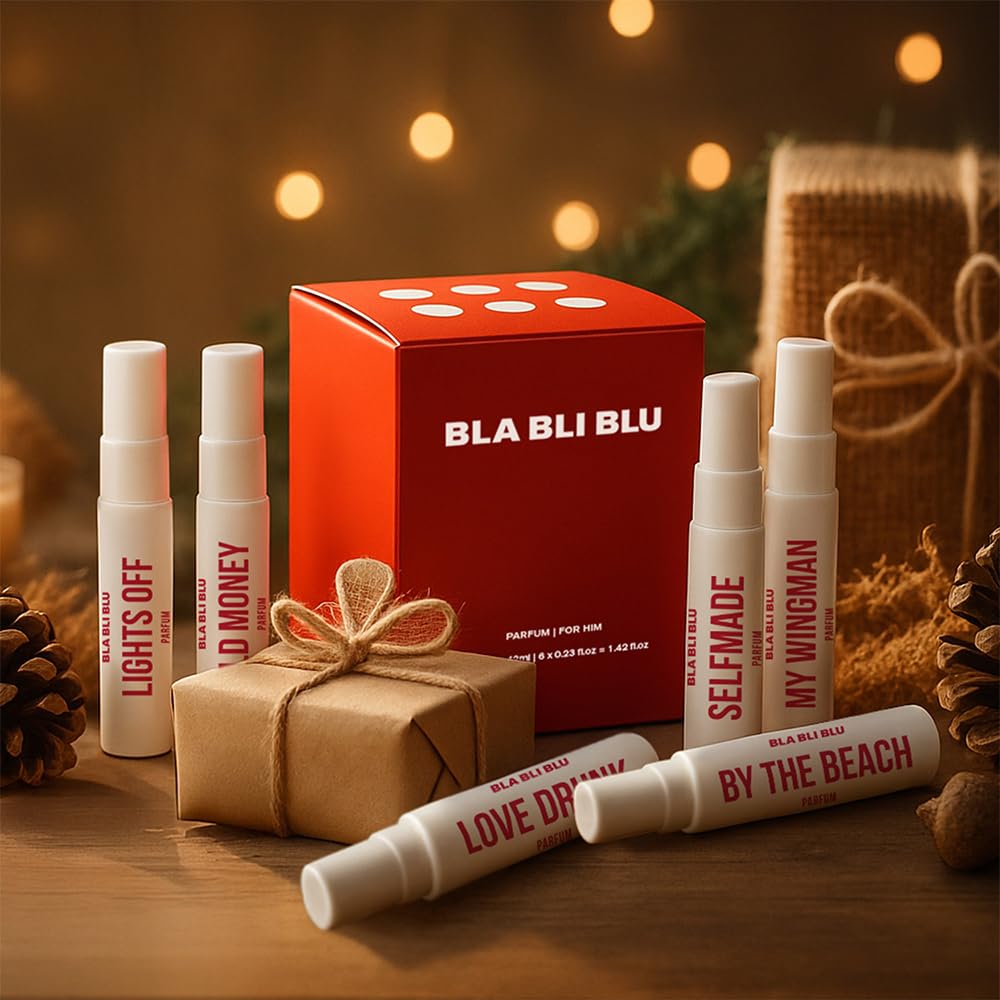 BLA BLI BLU Perfume Trial Set for Men, 4x7ml, Parfum Fragrance Collection, 25% Oil Concentration - front view (8)