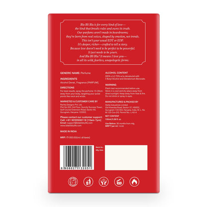 BLA BLI BLU Selfmade Perfume for Man, 100ml, Parfum with Bourbon Vanilla and Bergamot Notes - ingredients panel