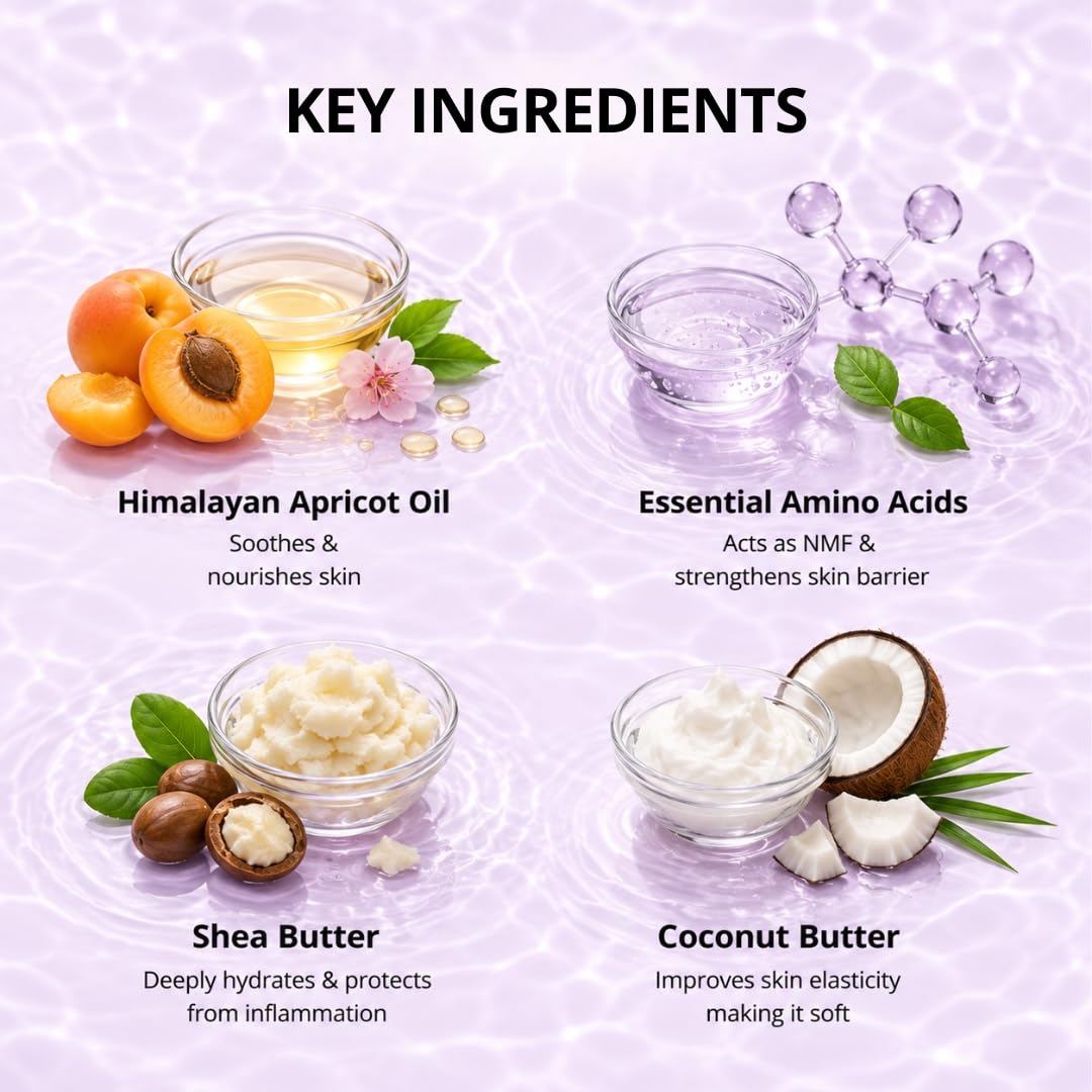 BLENDS Hydrating Cream Face Wash, 100ml, 99% Natural with Himalayan Apricot Oil, Shea and Coconut Butter - front view
