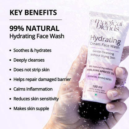 BLENDS Hydrating Cream Face Wash, 100ml, 99% Natural with Himalayan Apricot Oil, Shea and Coconut Butter - back view