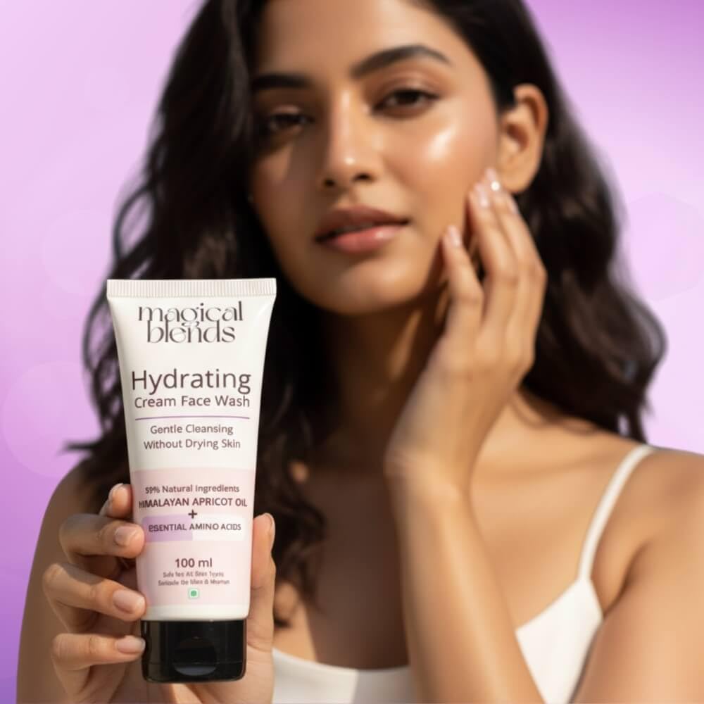 BLENDS Hydrating Cream Face Wash, 100ml, 99% Natural with Himalayan Apricot Oil, Shea and Coconut Butter - size and scale