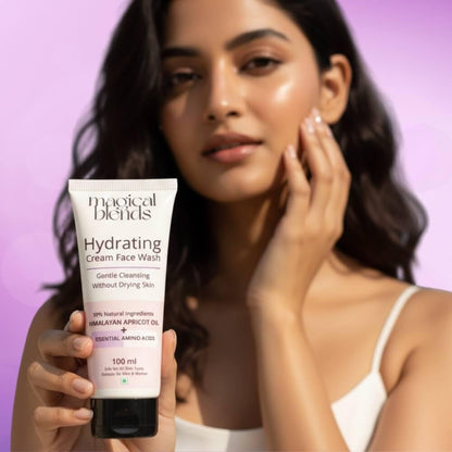 BLENDS Hydrating Cream Face Wash, 100ml, 99% Natural with Himalayan Apricot Oil, Shea and Coconut Butter - size and scale