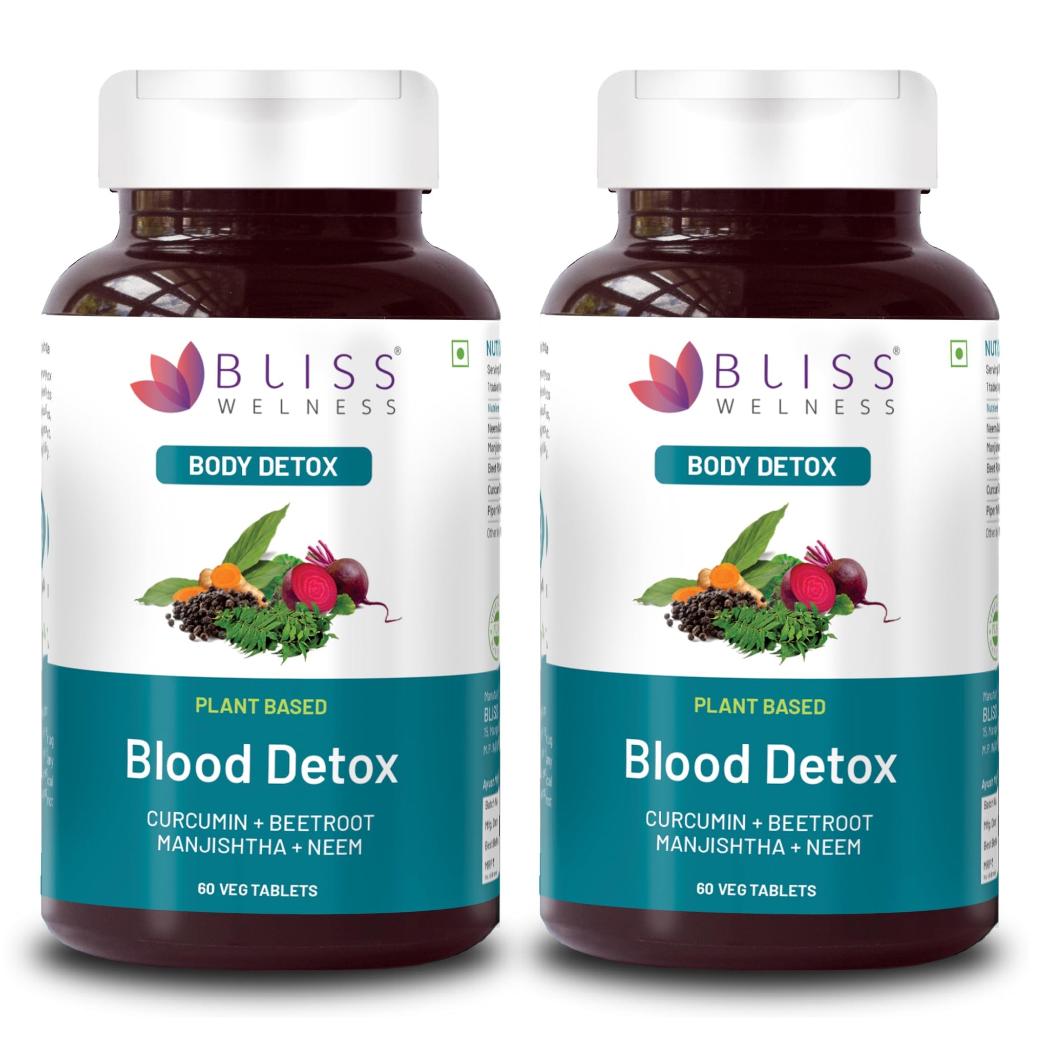 Bliss Welness Blood Herbal Supplement, Tablets with Neem, Curcumin, Manjistha, Beetroot & Piperine