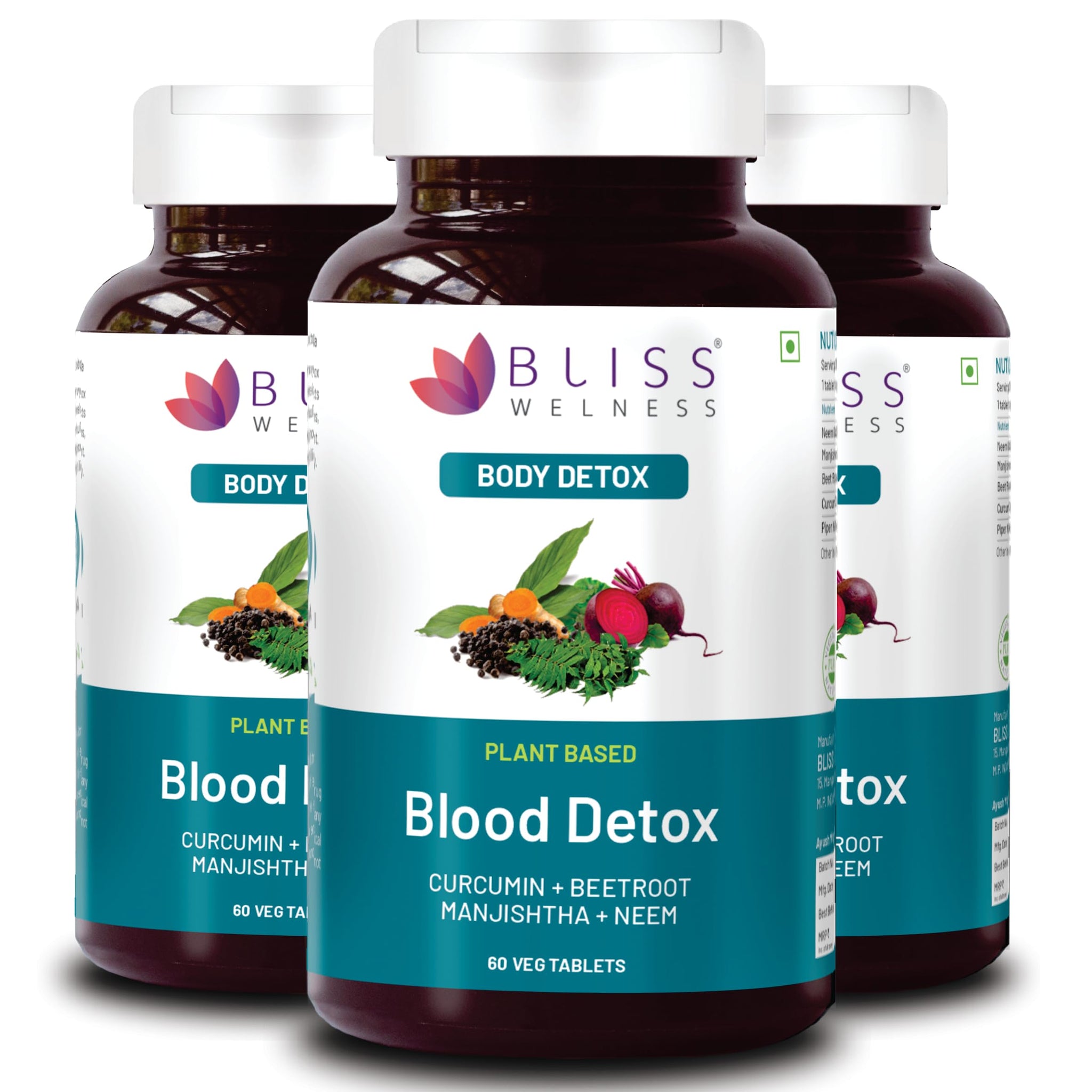 Bliss Welness Blood Herbal Supplement, Tablets with Neem, Curcumin, Manjistha, Beetroot & Piperine (8)