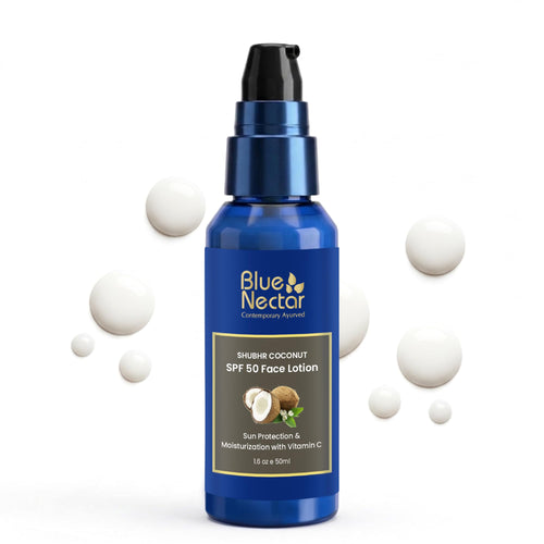 Blue Nectar Coconut Sunscreen SPF 50 Face Lotion, 70g, Plant-Based Formula, No White Cast