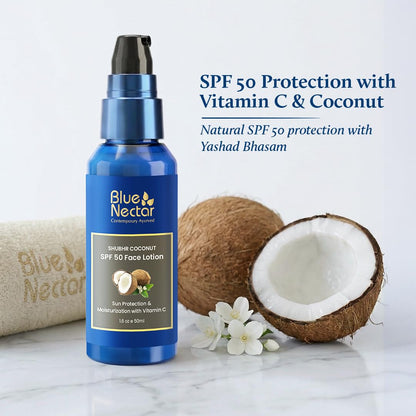 Blue Nectar Coconut Sunscreen SPF 50 Face Lotion, 70g, Plant-Based Formula, No White Cast - back view