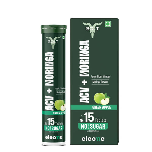 Bolt ACV Moringa Effervescent Tablets, Nutritional Supplement for Adults, 15 Count, 160g